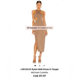Michael Costello X REVOLVE Rylan Midi Dress in Taupe • Size XXS
